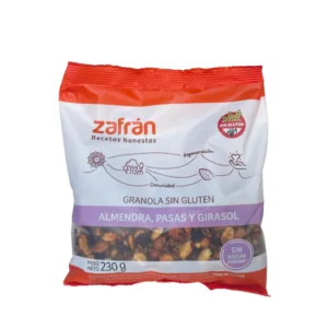Granola Zafrán Sin Gluten x 230g Almendras, Pasas y Girasol.